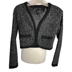 Canna Women’s small blazer jacket cropped black gray black outline two pockets